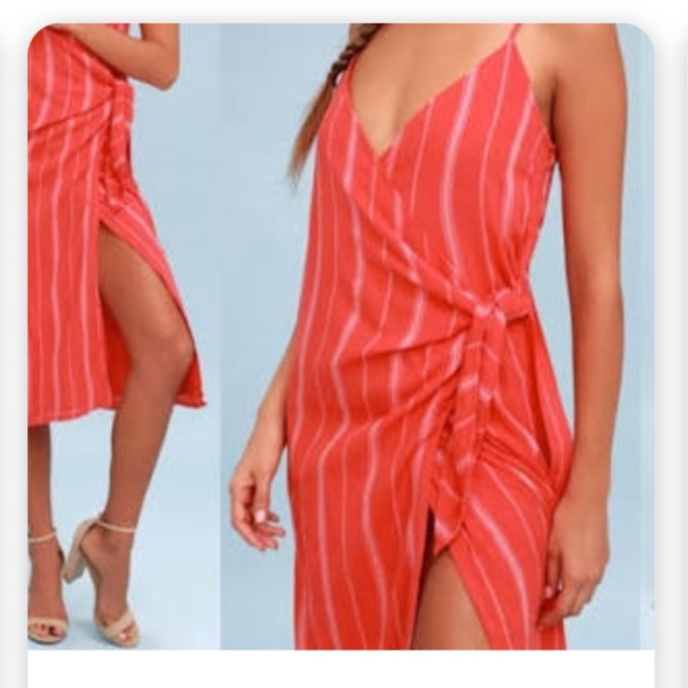 Amuse Society red striped wrap midi dress